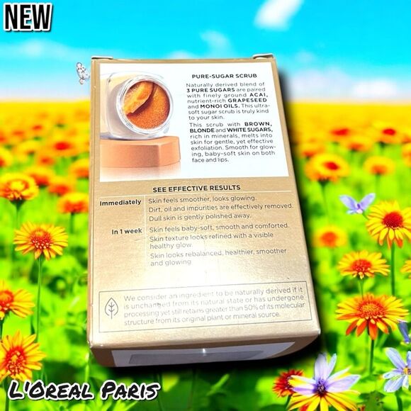 New NIB L'Oreal Paris Pure Sugar Scrub with Grapeseed to Smooth and Glow - Picture 4 of 5